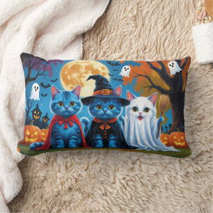 Cojín Lumbar Melancolía de gatos azules oriental Halloween Funn