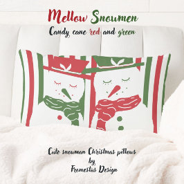Cojín Lumbar Mellow Geo Stripes -Christmas red green snowman.