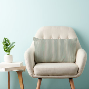 Cojín Lumbar Mellow Sage con Cream Pinstripe
