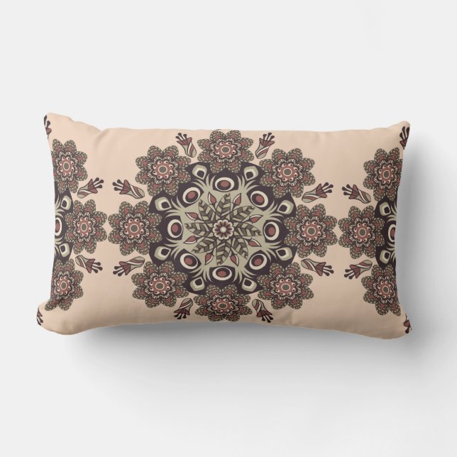 Cojín Lumbar Melon/Black Reversible Mandala Lumbar Pillow (Anverso)