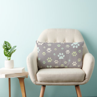 Cojín Lumbar Menta Moderna y Huella Gris