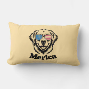 Cojín Lumbar Merica Patiotic Dog anteojos USA Bandera Americana