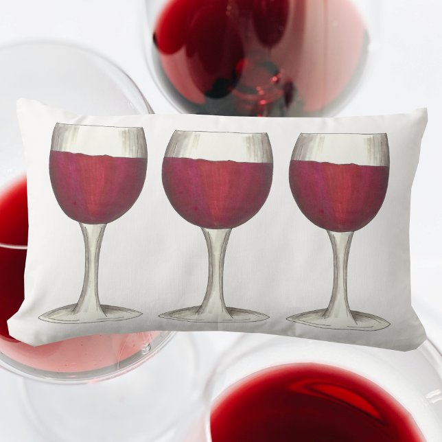 Cojín Lumbar Merlot Cabernet Red Wine Glery Winery Vineyard (Red wine glasses pillow)