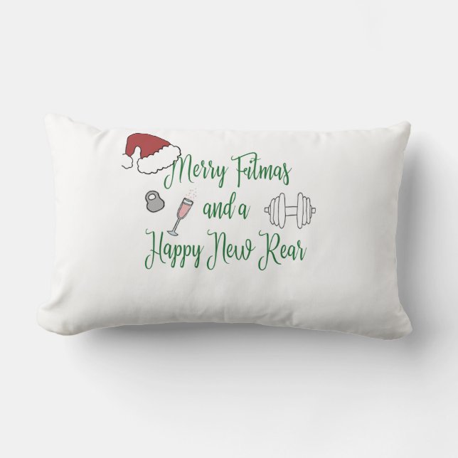 Cojín Lumbar Merry Fitmas y un nuevo trasero feliz (Anverso)