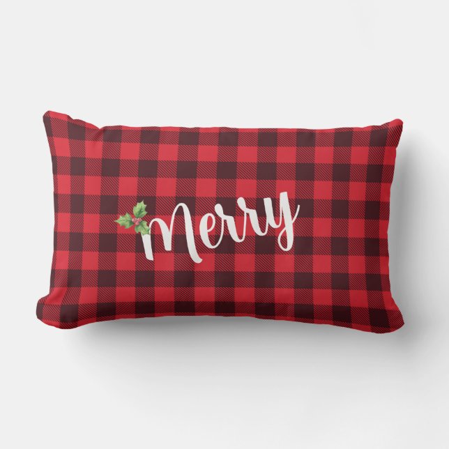 Cojín Lumbar Merry - Tapado de búfalo rojo y negro (Anverso)