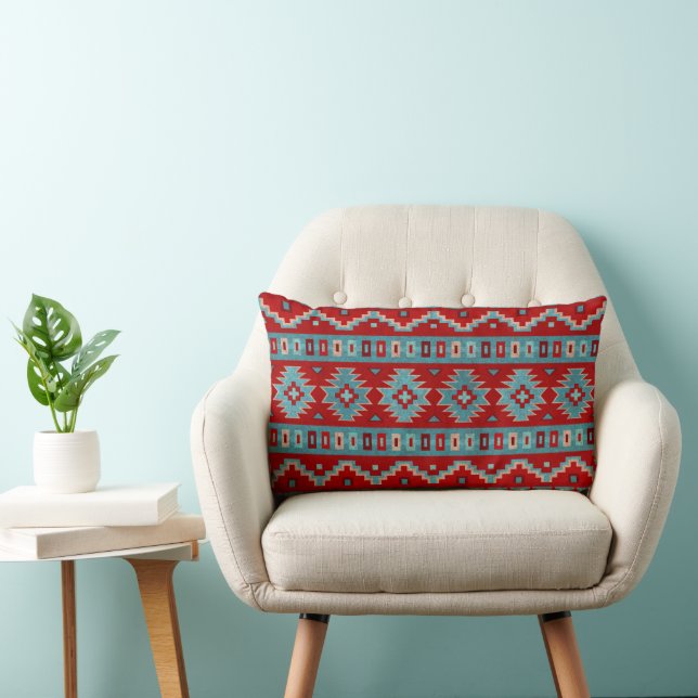 Cojín Lumbar Mesas del Suroeste Turquesa y Rojo (Silla)