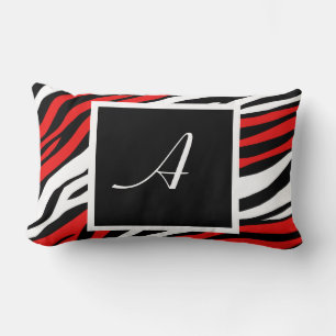 Cojín Lumbar Mezcla roja de impresión de cebra Monograma Pilar 