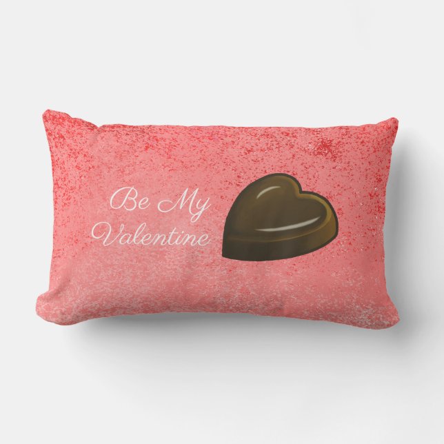 Cojín Lumbar Mi corazón de chocolate del Día de San Valentín (Anverso)