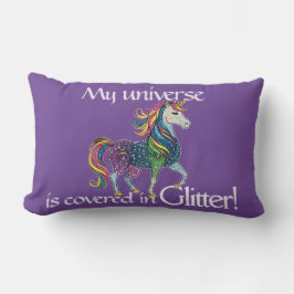 Cojín Lumbar Mi universo está cubierto por el unicornio purpuri