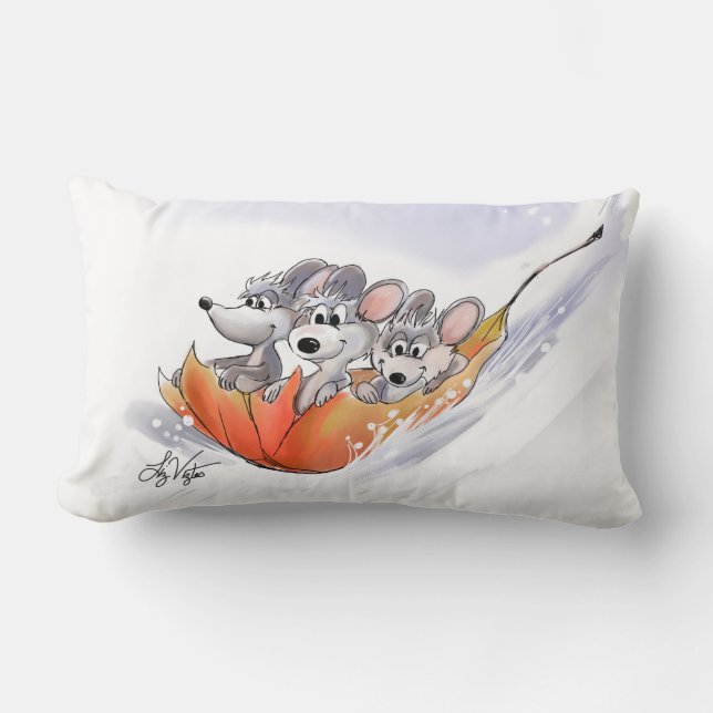Cojín Lumbar Mic, Mac y Moe's Winter Holiday Lumbar Pillow (Anverso)