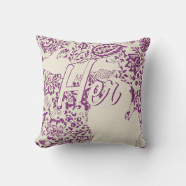 Cojín Lumbar Michigan, estado de Bride, morado y floral beige