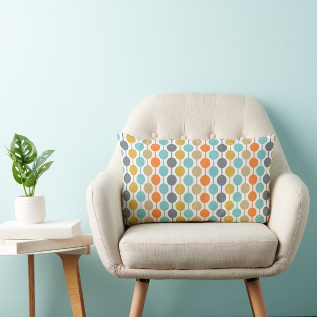 Cojín Lumbar Mid-Century Modern Retro Geometric Circles Pattern (Silla)
