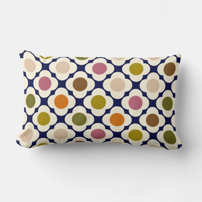 Cojín Lumbar  Mid Century Modern | Retro Pop Flower Mosaic (Anverso)