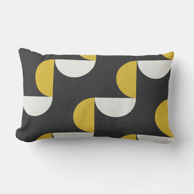 Cojín Lumbar MidCentury Modern turmmérico y gris de pistón (Anverso)