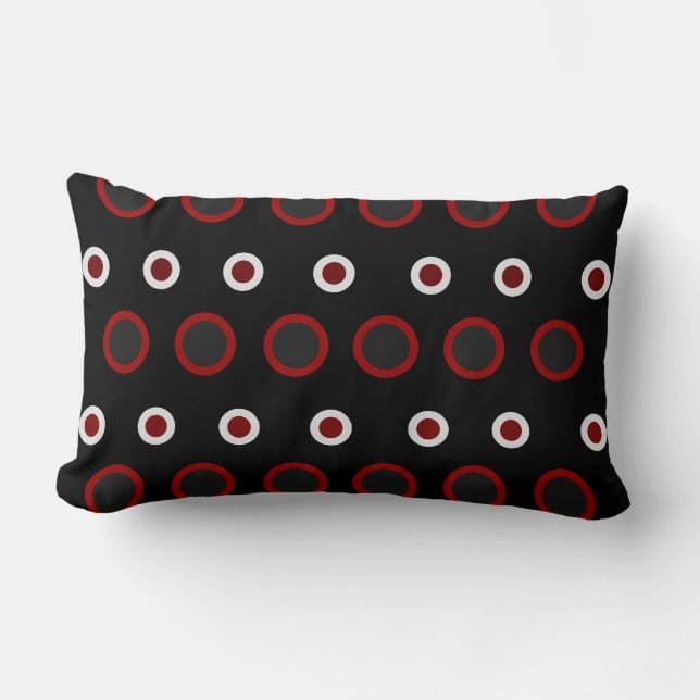 Cojín Lumbar MidCentury Rojo moderno, negro y gris (Anverso)