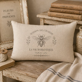 Cojín Lumbar Miel beige abeja francés campo vintage rústico