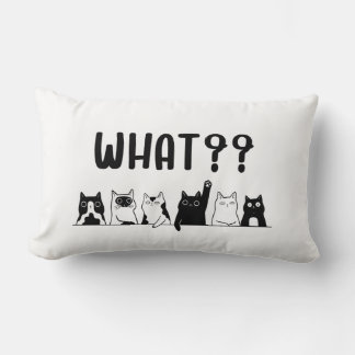 Cojín Lumbar Minimal Cute Cats Pillow Black and White