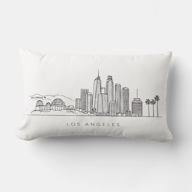 Cojín Lumbar Minimalist Los Angeles Skyline Illustration (Anverso)