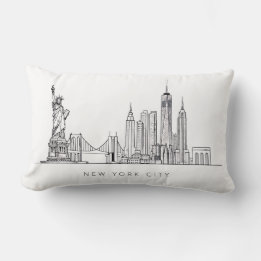 Cojín Lumbar Minimalist New York City Skyline Line Art