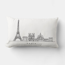 Cojín Lumbar Minimalist Paris Skyline Line Art