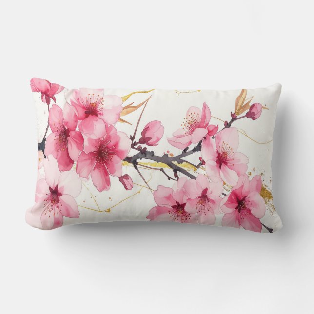 Cojín Lumbar Minimalist Pink Sakura Zen Throw Cushion (Anverso)