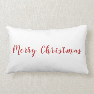 Cojín Lumbar Minimalista Feliz Navidad Rojo Texto Blanco