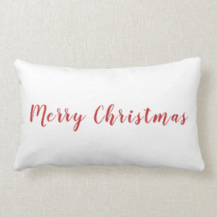 Cojín Lumbar Minimalista Feliz Navidad Texto rojo Blanco