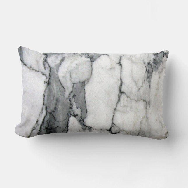 Cojín Lumbar mínimo escandinavo moderno moda gris mármol blanco (Anverso)