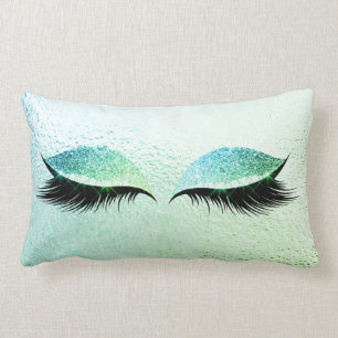 Cojín Lumbar Mint Green Bue Purpurina Black Lashes Glam maquill