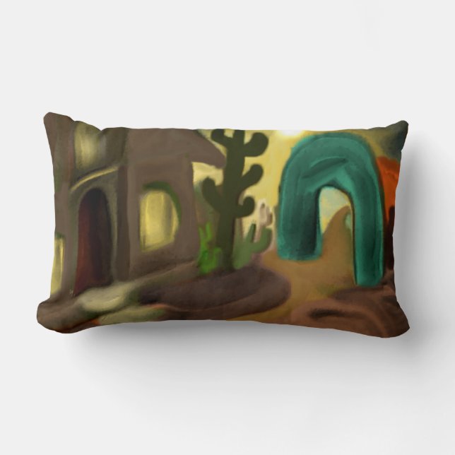 Cojín Lumbar Misión española en el suroeste de arte abstracto (Anverso)