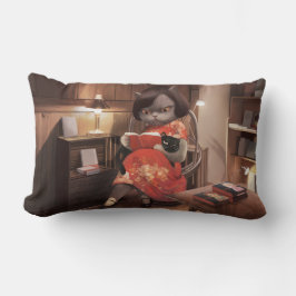 Cojín Lumbar Miss Meow - Tiempo de lectura de gatos vintage