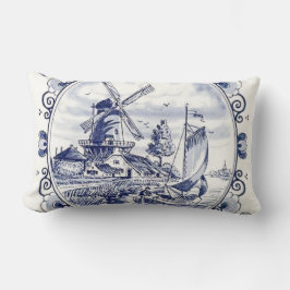 Cojín Lumbar Moda clásica vintage Molino holandés Delft Blue