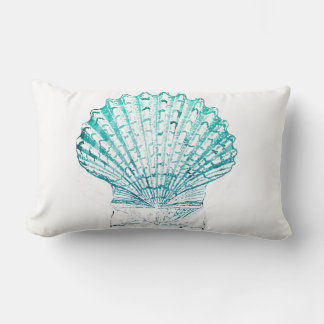 Cojín Lumbar moda costera azul verde azulado acuarela de sirena