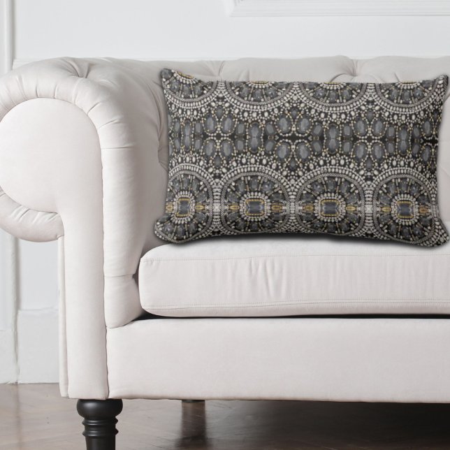 Cojín Lumbar moda de moda de moda femenina de moda negro y blan (trendy girly chic fashion vintage black and white lumbar pillow)