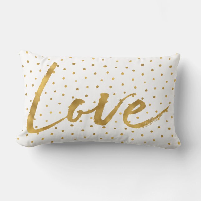 Cojín Lumbar Moda Dots blancos de oro Amor (Anverso)
