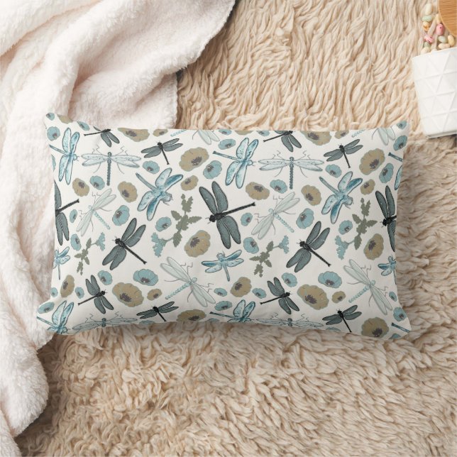 Cojín Lumbar Moda Dragonflies Flowers Patrón (Manta)