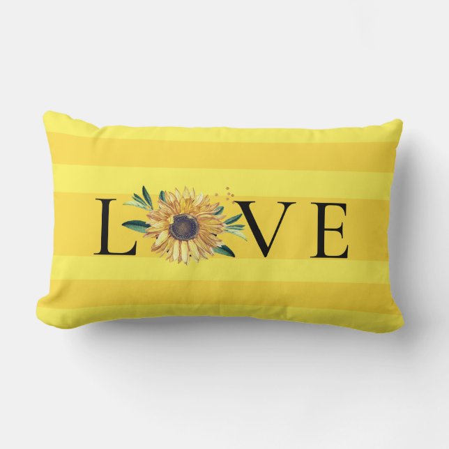 Cojín Lumbar Moda Girasol Amarillo dorado Amor (Anverso)