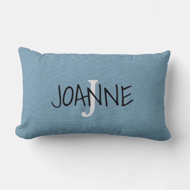 Cojín Lumbar Moda moderna Monograma Rústico Azul nombre faux bu (Anverso)