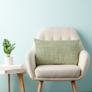 Cojín Lumbar Moda Sage Herb Green Faux Jute Fabric Pattern