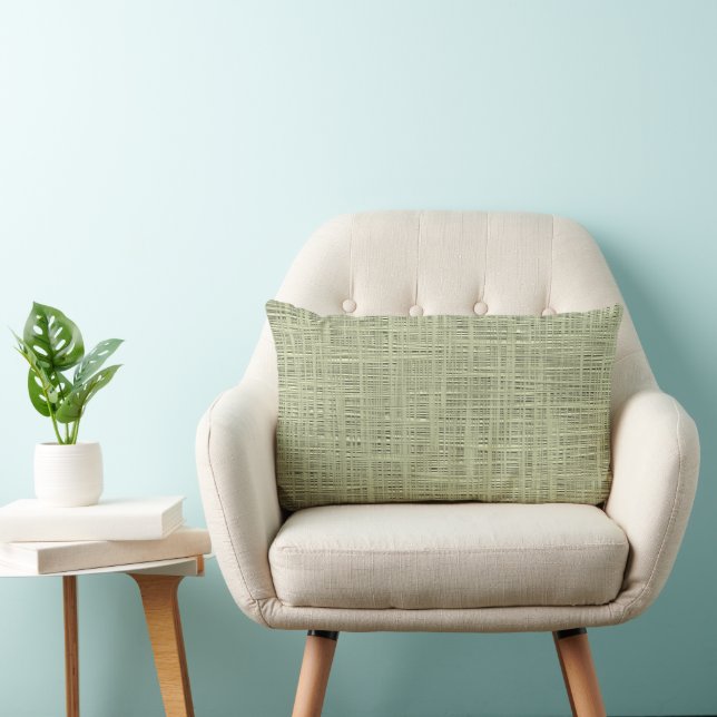 Cojín Lumbar Moda Sage Herb Green Faux Jute Fabric Pattern (Silla)