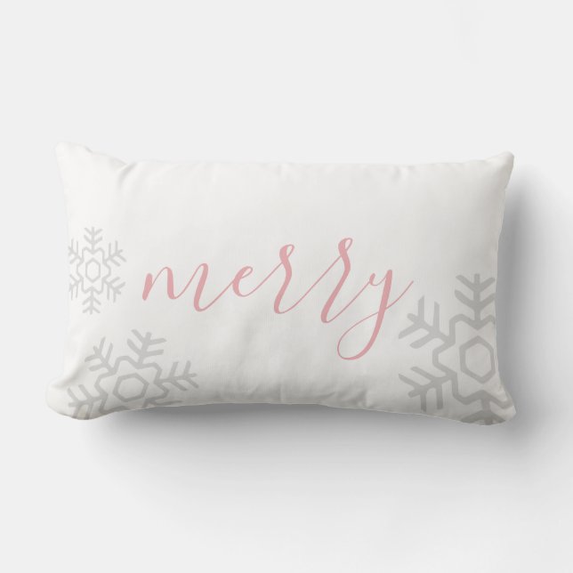 Cojín Lumbar Moda White Merry Navidad (Anverso)