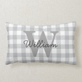 Cojín Lumbar Modelo a cuadros de la tela escocesa gris del