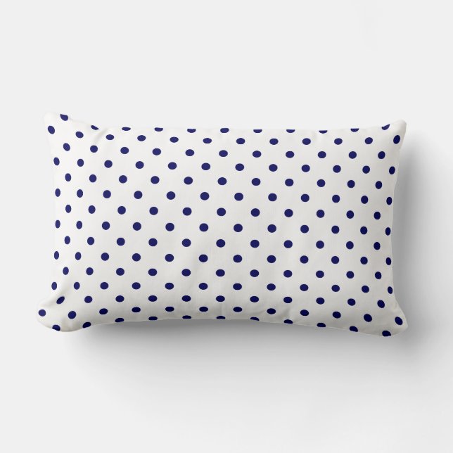 Cojín Lumbar Modelo blanco del punto del lunar de los azules (Anverso)