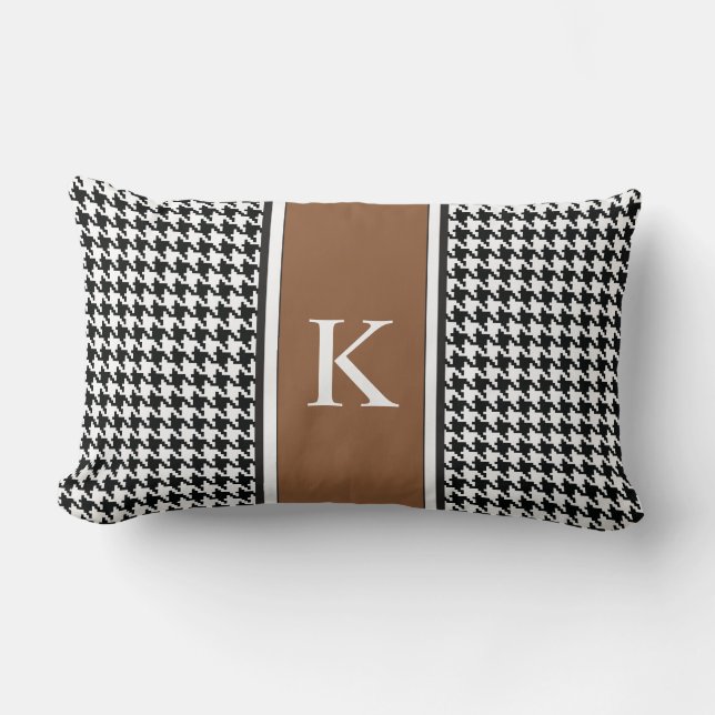 Cojín Lumbar Modelo blanco negro de Brown Houndstooth (Anverso)