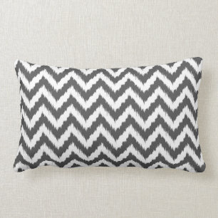 Cojín Lumbar Modelo blanco y gris de Chevron Ikat