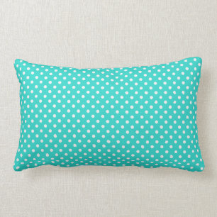 Cojín Lumbar Modelo de lunares azul y blanco verde azulado