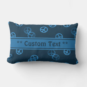 Cojín Lumbar Modelo de signo de paz azul con texto Personalizad