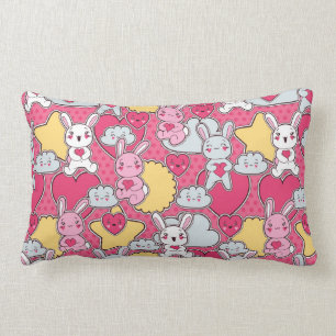 Cojín Lumbar Modelo del niño de Kawaii con Doodles lindos