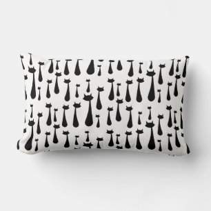 Cojín Lumbar Modelo retro atómico de la silueta del gato negro