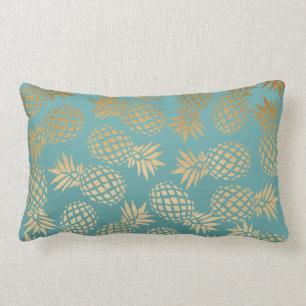 Cojín Lumbar modelo tropical de la piña del falso oro elegante